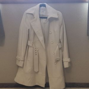 Cream wool trench coat ladies size 4, NY&C
